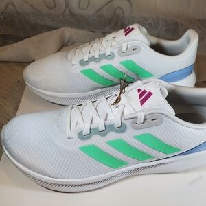 Brand New Adidas Women's Run Falcon 3.0 White Mint Green Blue Sneakers Size 9.5